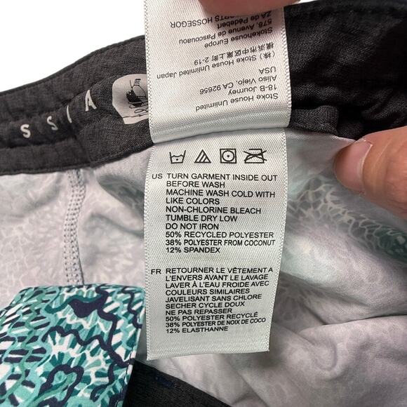 Vissla Blue Green Floral Mosaic Boardshorts Upcycled Stretch Swim Trunks Sz 33 - Picture 6 of 9